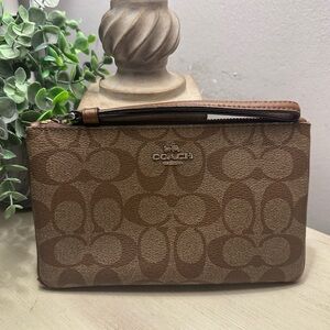 Coach Signature Brown Wristlet